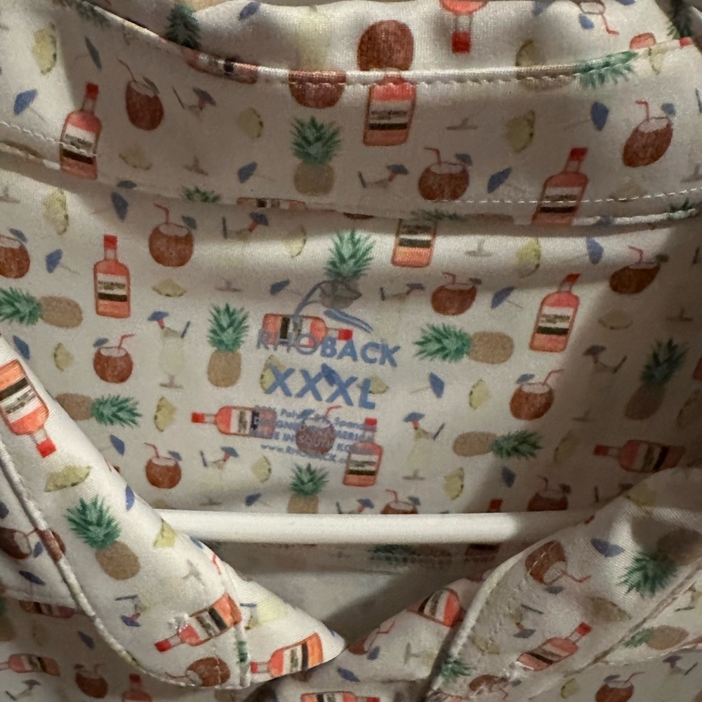 Rhoback Men's Cream Polo with Tropical Print